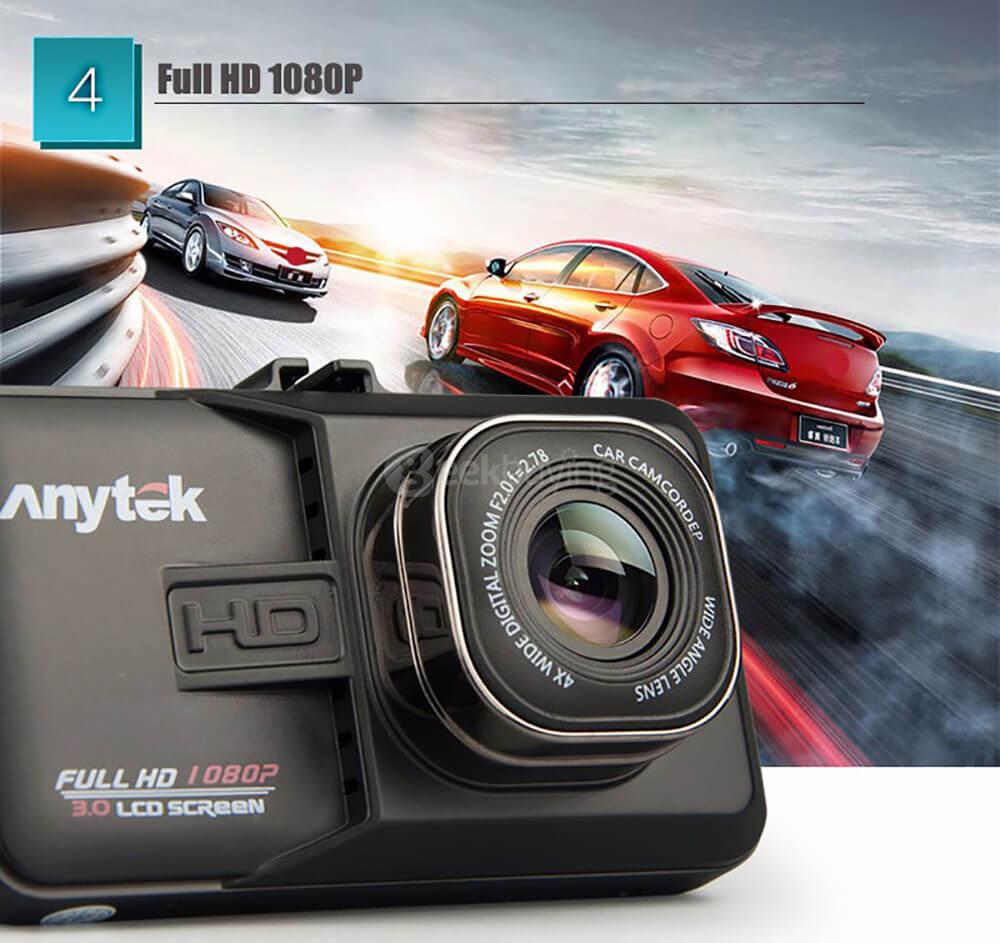 Anytek A98 AR0330 CMOS Image Sensor 3.0inch HD 170 Degree Wide Angle F2.0 Aperture Night Vision Loop Record Car Camera Car DVR - Black