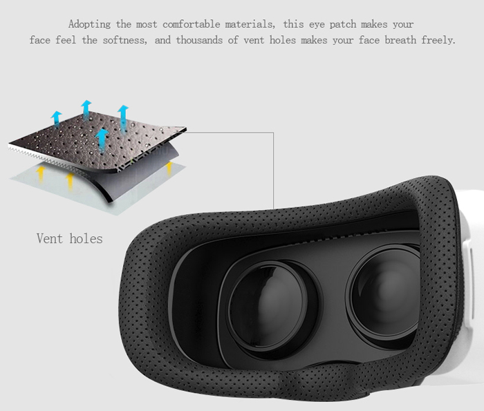 VR SHINECON FOV90 IPD Adjustable 3D VR Virtual Reality Headset for 4.7-6 inches Smartphones - White