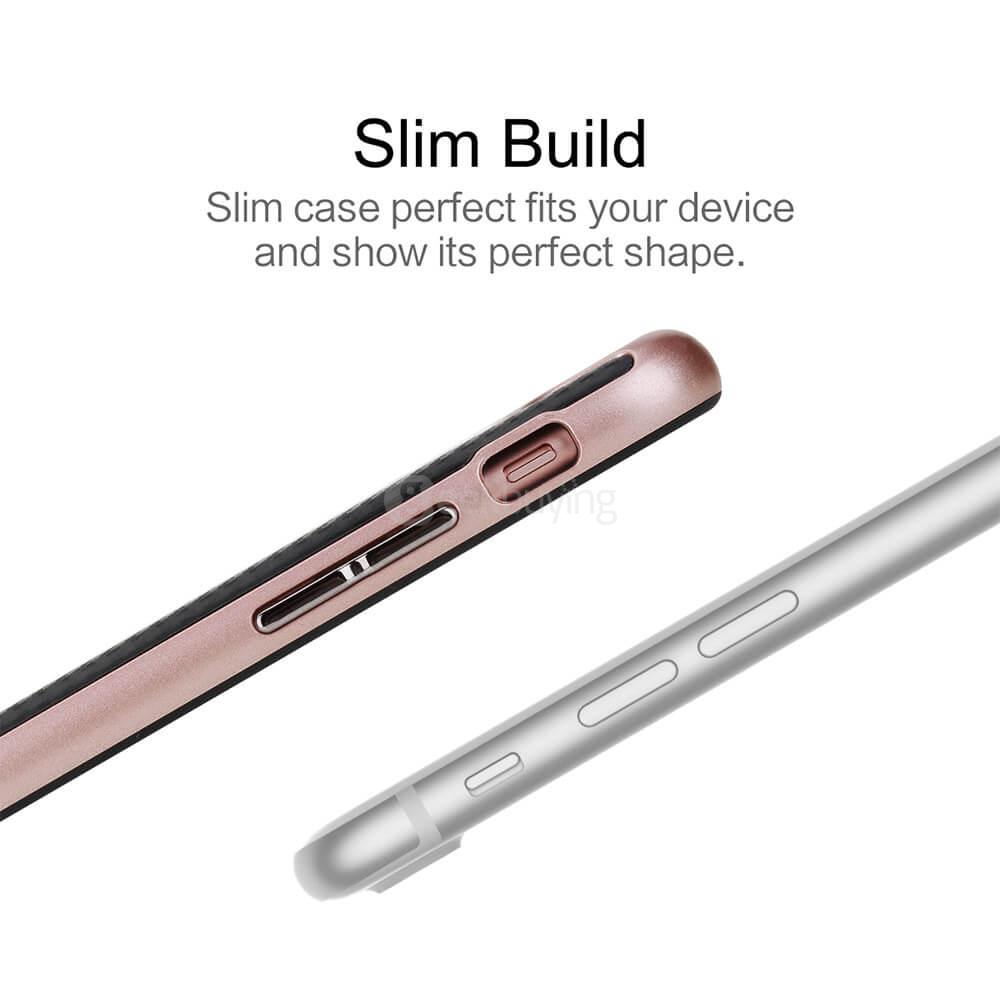 ROCK Case Vision Series Carbon Fiber Texture Dual Protection TPU+PC Case Back Cover For iPhone 7 Plus - Rose Gold
