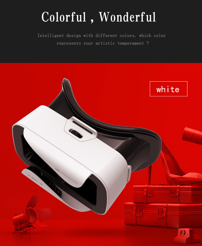 VR SHINECON FOV90 IPD Adjustable 3D VR Virtual Reality Headset for 4.7-6 inches Smartphones - White