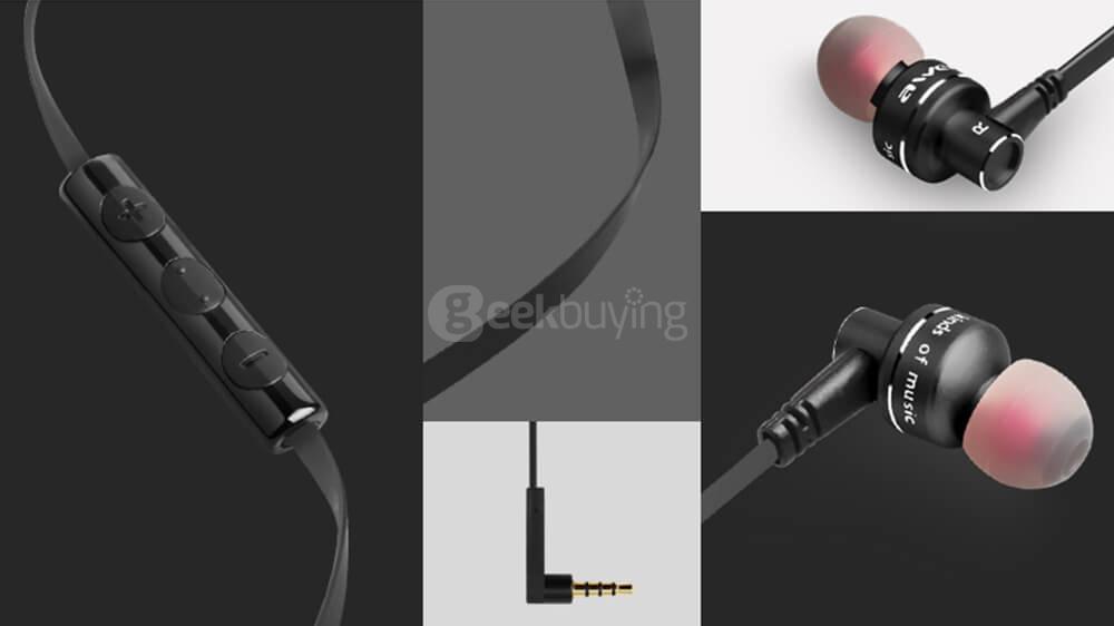 Awei ES 10TY Noise Isolation Wired In-ear Earphones with Microphone 3.5MM Plug - Black