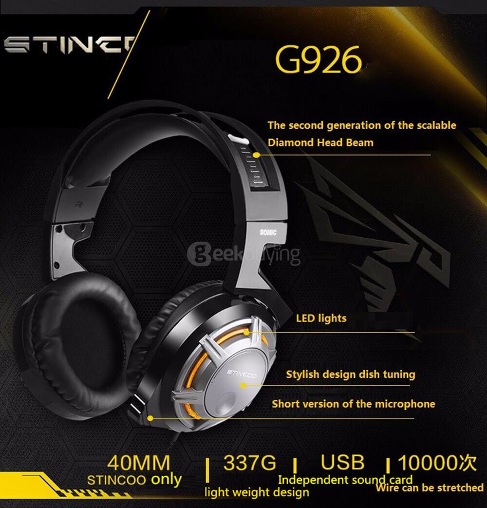 SOMIC G926 Stereo Gaming Headsets with Mic Sound Localization LED Light for Game Player - White