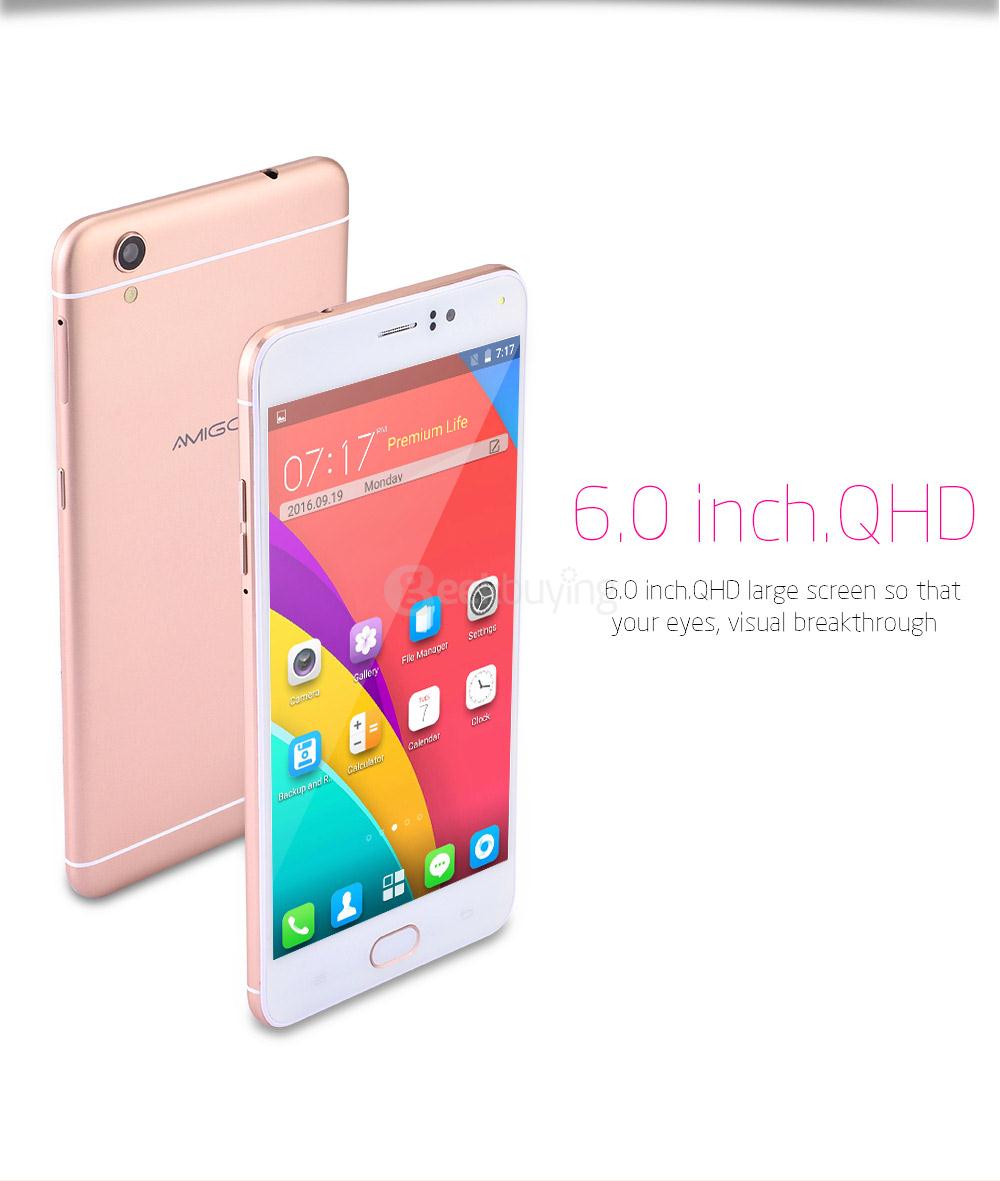 AMIGOO R9 Max 6.0inch 2.5D Screen Android 5.1 3G Smartphone MT6580 Quad Core 1.3GHz 1GB RAM 8GB ROM 8.0MP Bluetooth WIFI GPS - Black