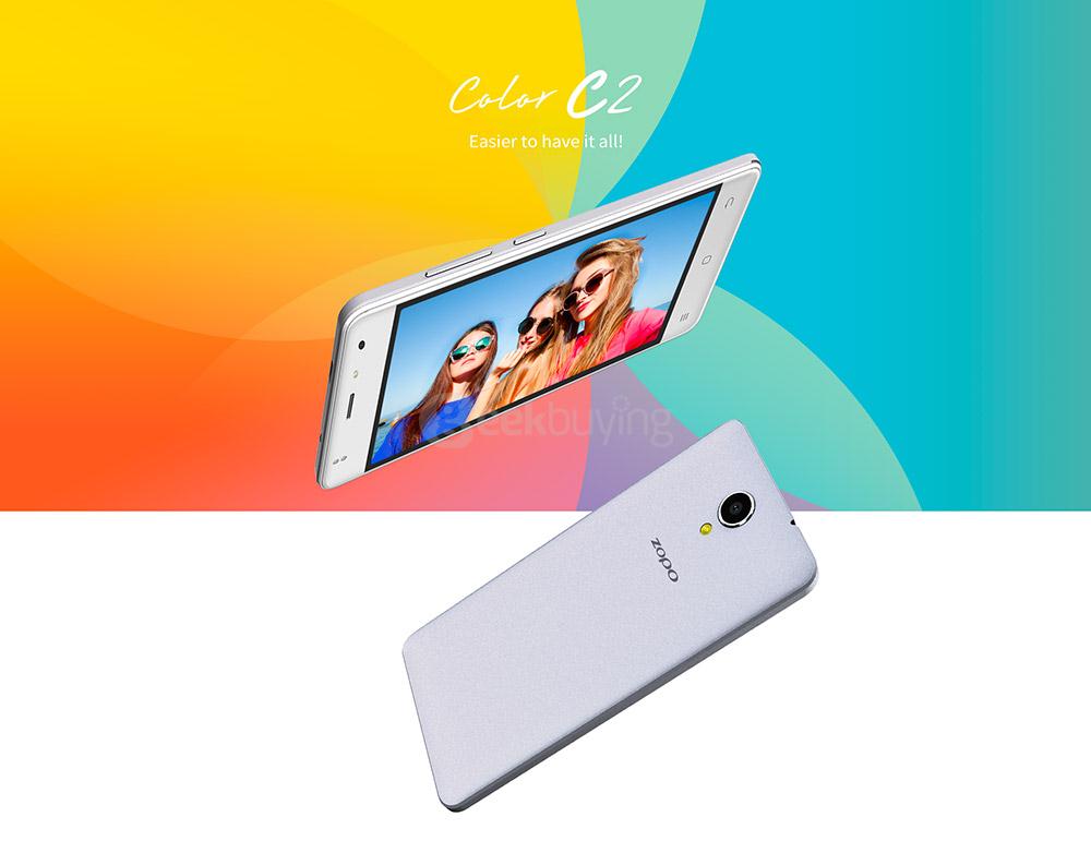 ZOPO C2 5.0inch HD 2.5D Curved Screen Android 6.0 3G Smartphone MT6580 Quad Core 1.3GHz 1GB RAM 8GB ROM 2.0MP 5.0MP OTG - Blue