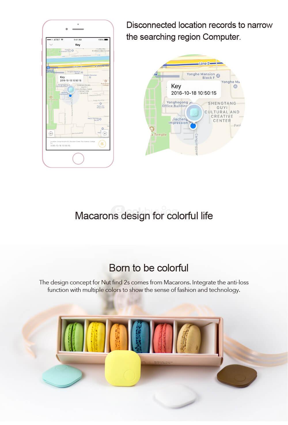 Nut 2S Smart Finder Bluetooth 4.0 WiFi Tracker Locator Wallet Phone Key Finder Anti-lost Alarm for Android iOS - White