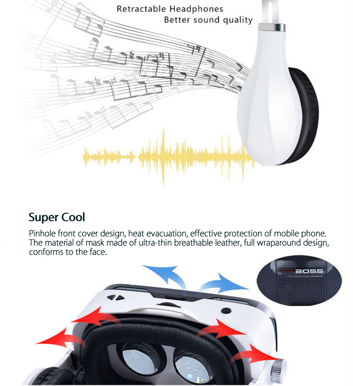 VR BOSS FOV120 Immersive 3D VR Virtual Reality Headset IPD Focus Adjustable Volume Control Call Answering