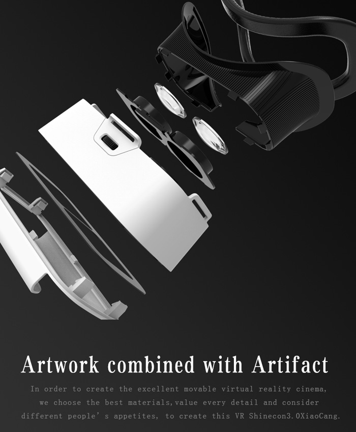 VR SHINECON FOV90 IPD Adjustable 3D VR Virtual Reality Headset for 4.7-6 inches Smartphones - White