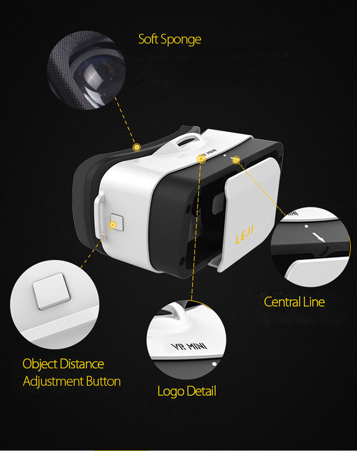 LEJI VR MINI 3D VR Virtual Reality Headset FOV96 IPD Focus Adjustable for 4.7-5.5 inch Smartphones - Pink