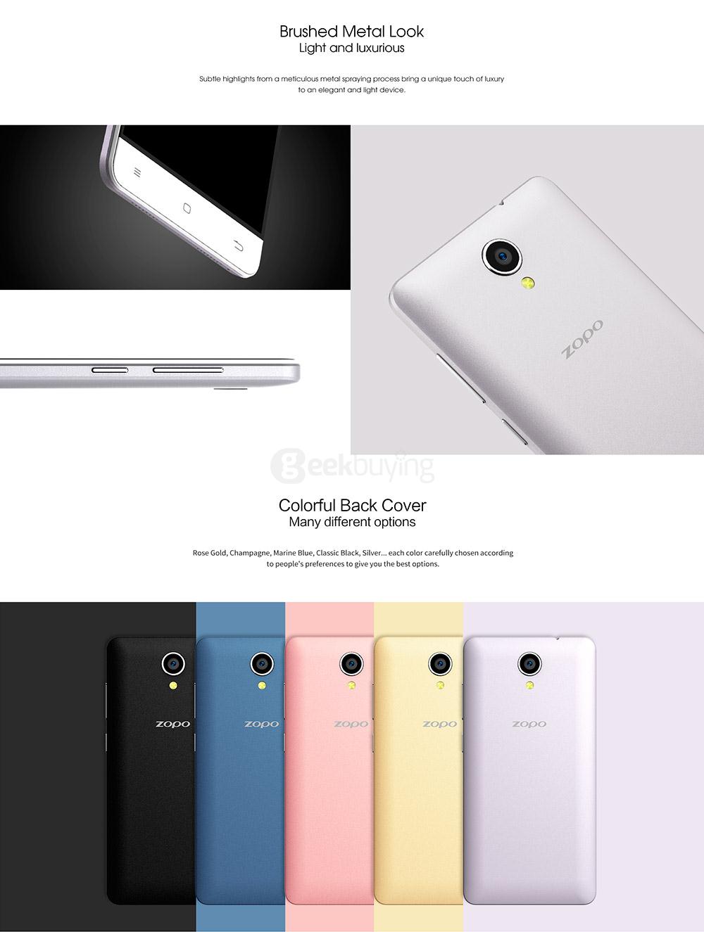ZOPO C2 5.0inch HD 2.5D Curved Screen Android 6.0 3G Smartphone MT6580 Quad Core 1.3GHz 1GB RAM 8GB ROM 2.0MP 5.0MP OTG - Blue