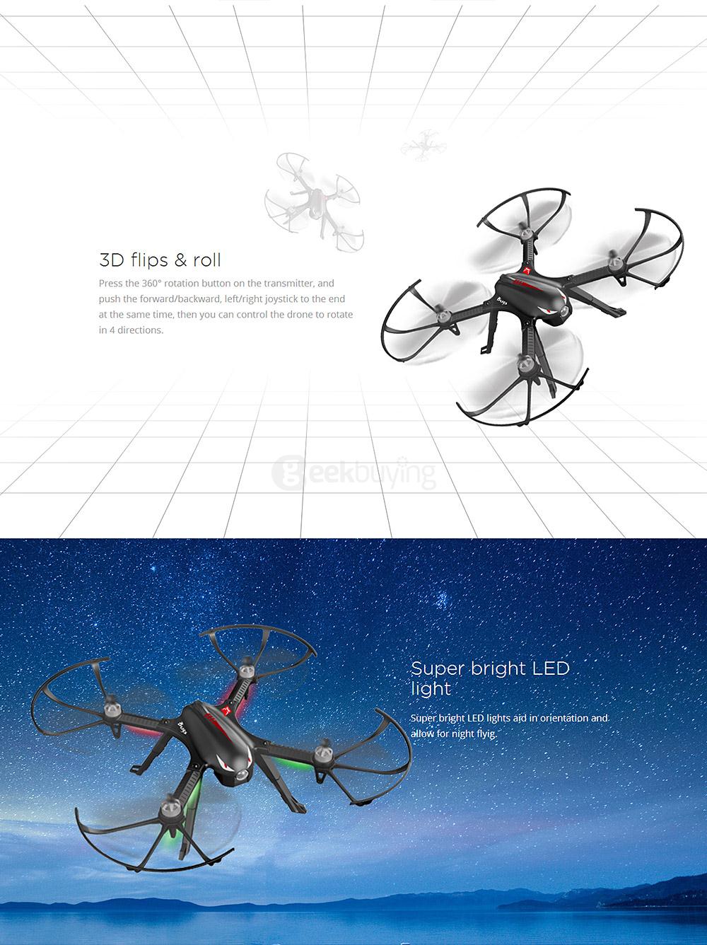 MJX Bugs 3 Brushless Independent ESC 1800mAh Battery 3D Roll Gopro 3 Gopro 4 Compatible RC Quadcopter RTF - Black