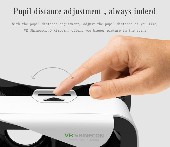 VR SHINECON FOV90 IPD Adjustable 3D VR Virtual Reality Headset for 4.7-6 inches Smartphones - White