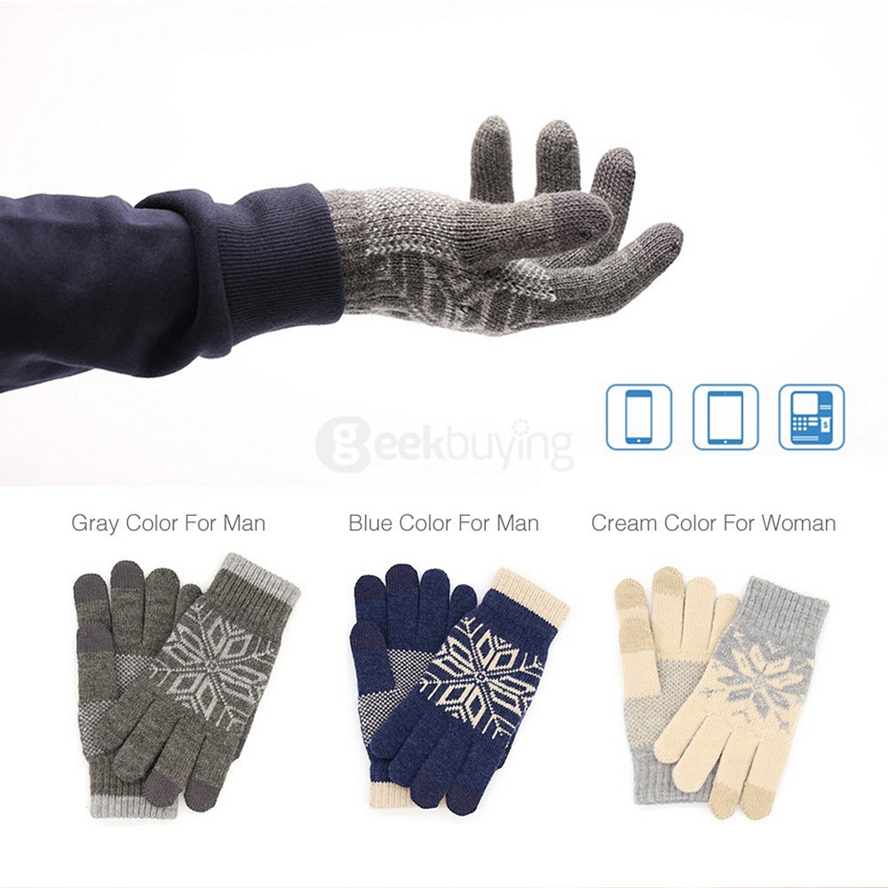 Original Xiaomi Wool Finger Touch Screen Winter Gloves For Smart Phones Tablets Male Models - Blue