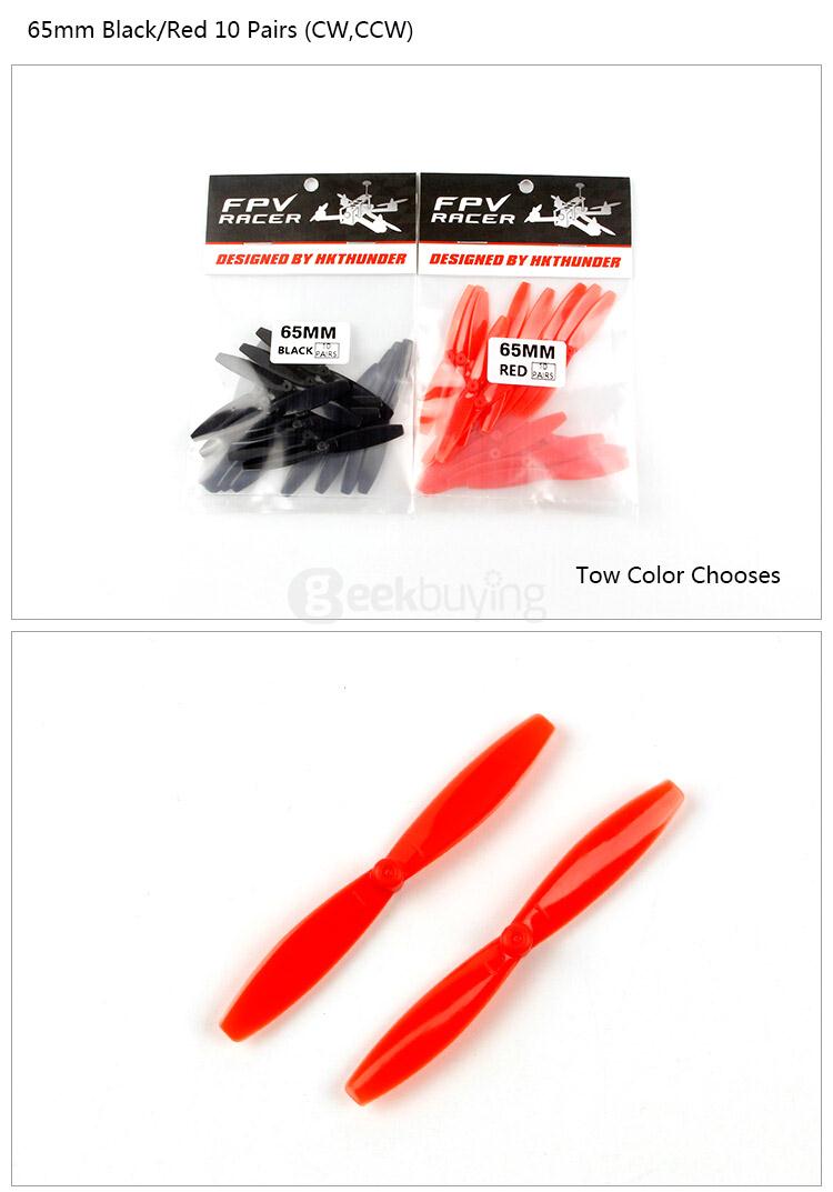 10 Pairs 65mm Blade Propeller CW CCW for Tiny Micro FPV Racing Quadcopter - Random Color
