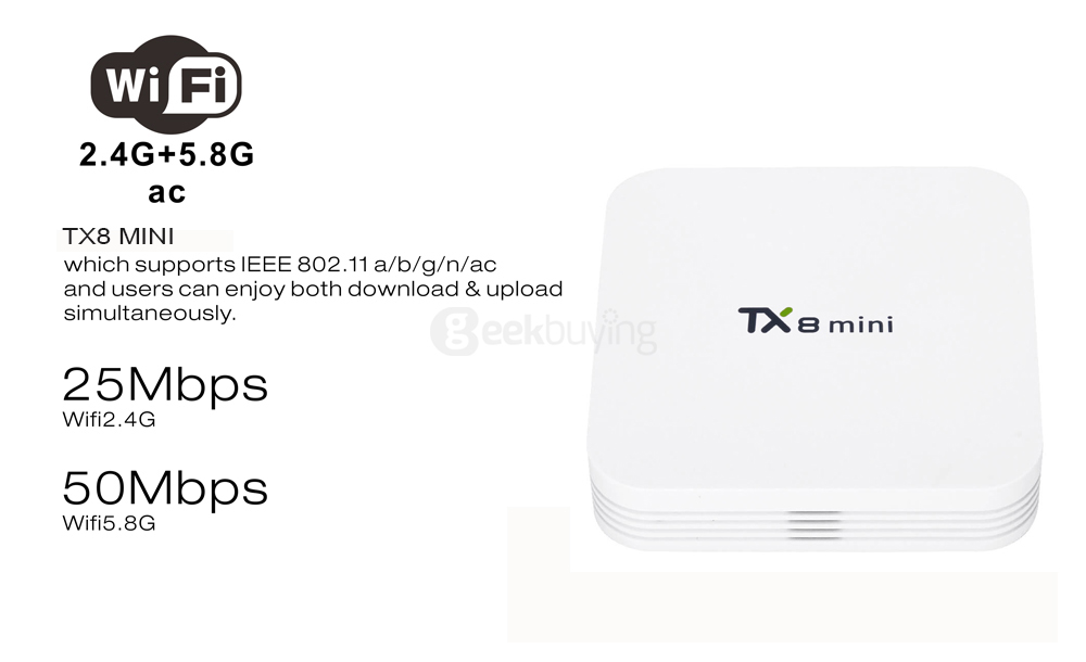 Bundle Tanix TX8 mini Android 6.0 Marshmallow Amlogic S912 2G/16G TV BOX + Rii i8+ 2.4G Wireless Israel Hebrew Language Keyboard White