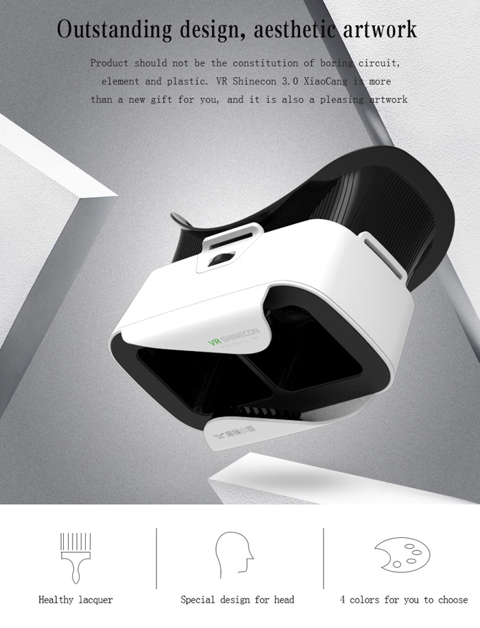 VR SHINECON FOV90 IPD Adjustable 3D VR Virtual Reality Headset for 4.7-6 inches Smartphones - White