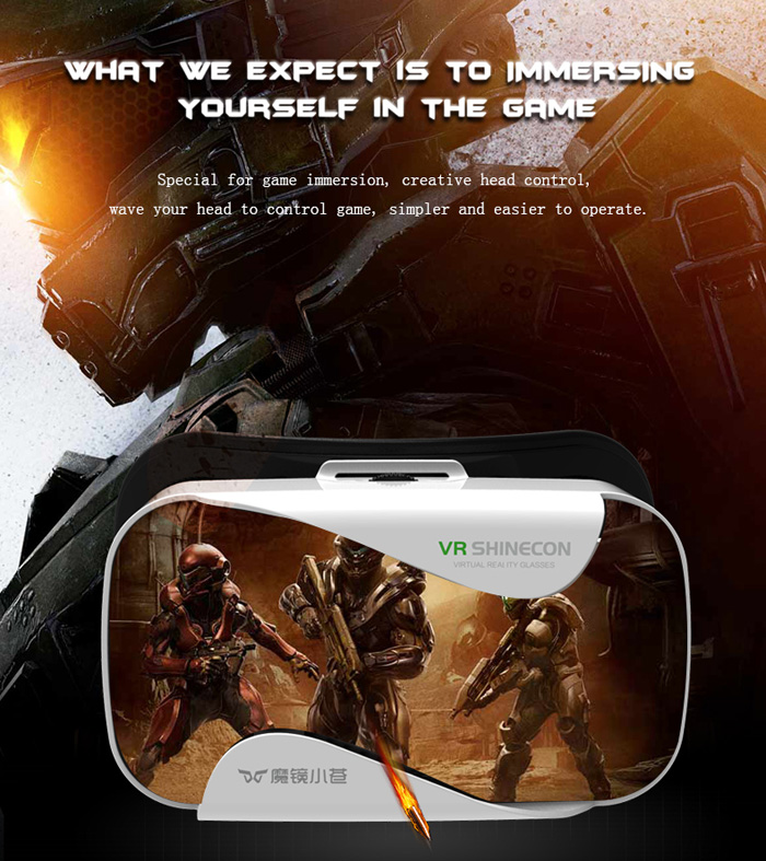 VR SHINECON FOV90 IPD Adjustable 3D VR Virtual Reality Headset for 4.7-6 inches Smartphones - White