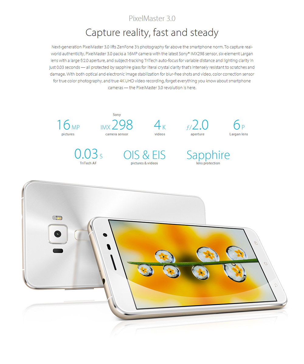 ASUS Zenfone 3 (ZE552KL) 5.5inch FHD Android 6.0 Smartphone Qualcomm Snapdragon 625 Octa Core 2.0GHz 4GB 64GB 8.0MP 16.0MP Touch ID Type-C - Blue