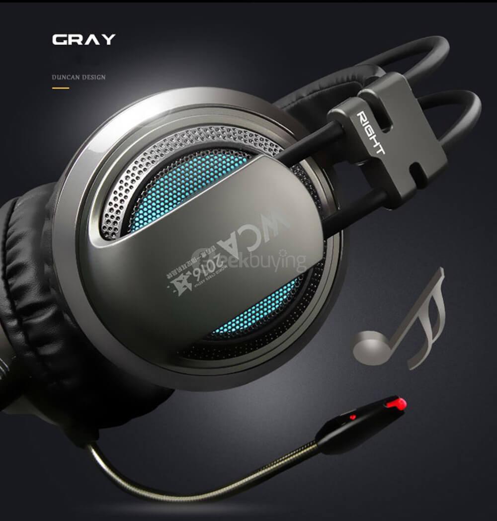 XIBERIA V10 Over-ear USB LED Gaming Headsets 3D Bass with Microphone 3.5mm Plug - Gold