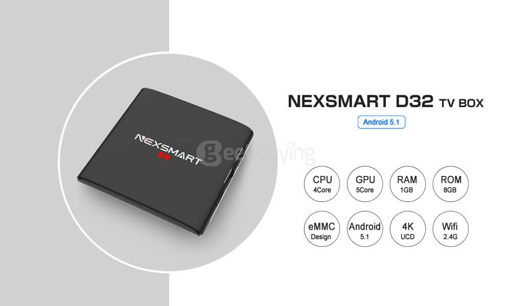 NEXSMART D32 4K UHD Android Media Player Android 5.1 RK3229 1G/8G WIFI LAN KODI