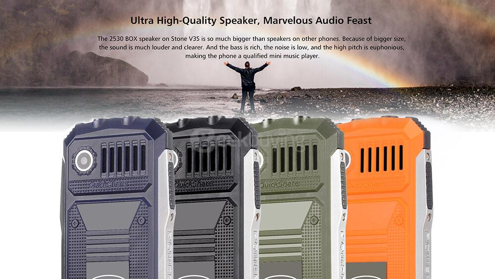 VKworld Stone V3S Rugged Phone Daily Waterproof Dustproof Shatterproof 2200mAh Long Standby BOX Speaker Dual LED Lights - Orange