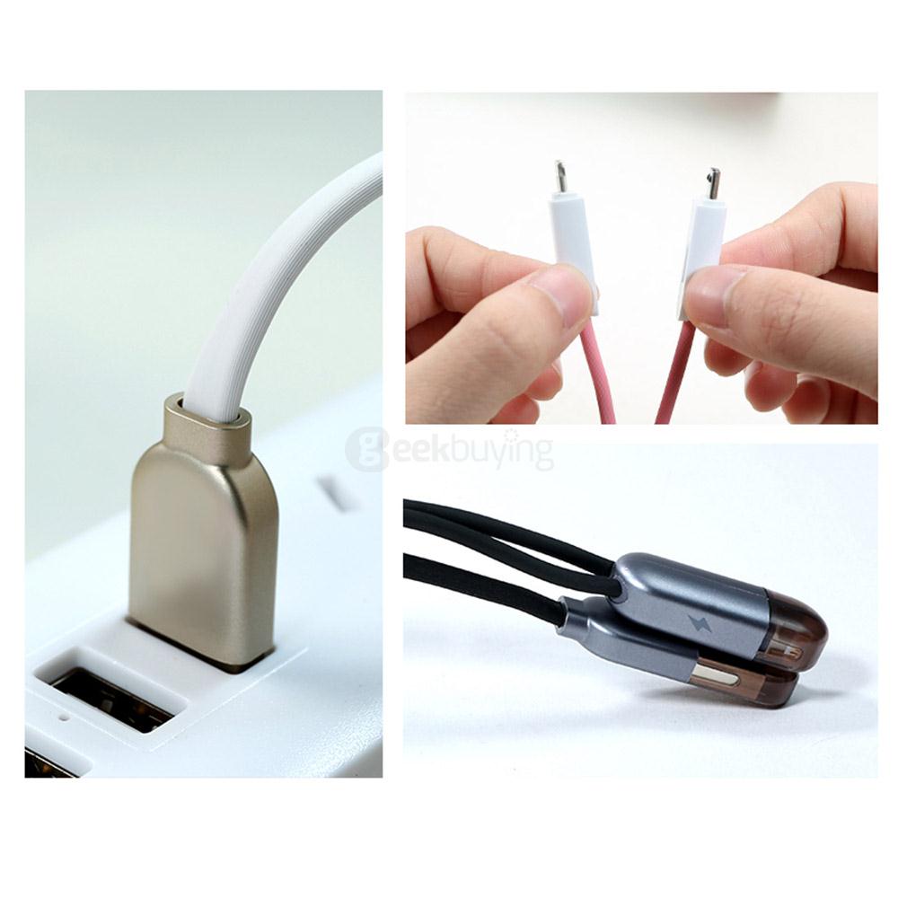 Remax USB Cable 1M Two-in-one 8 Pin Micro USB Calbe Fast Charging Data Transmission Sync Cable For IOS And Android - White