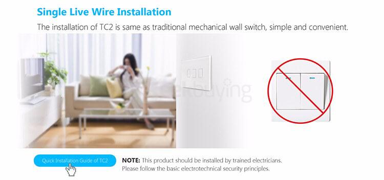 Broadlink TC2 Wifi 3 Gangs Touch Switch Panel Remote Control Light Controller - US(HV) Standard (110V-150V)
