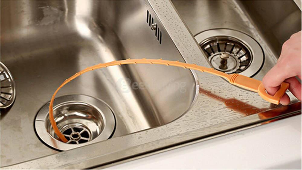 Plastic Sink Drain Dredge Pipeline Hook Hair Cleaning Tool Kitchen Cleaning Supplies - Orange