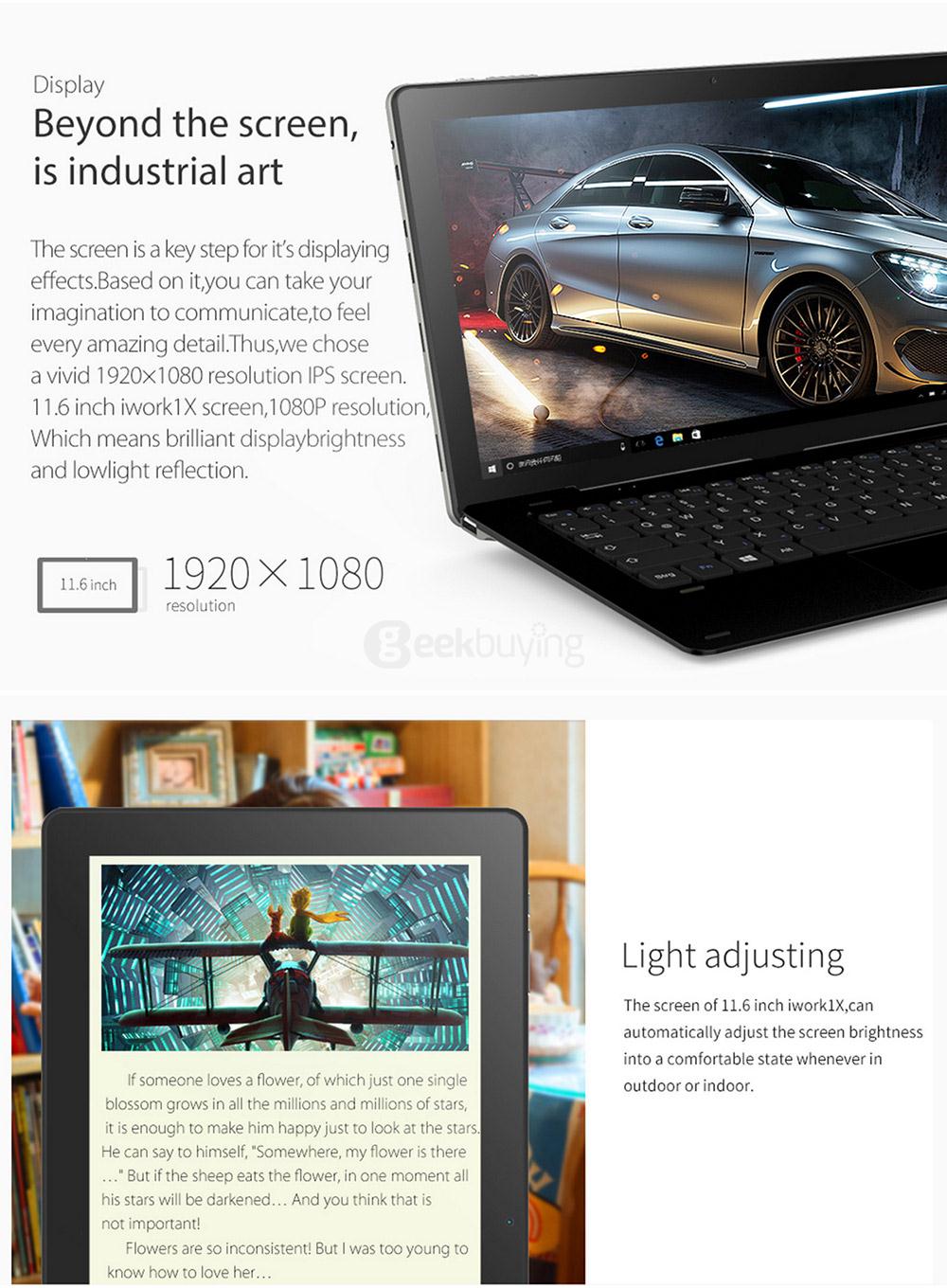 Cube iWork1X 2 in 1 Tablet PC 11.6 inch Windows 10 4GB/64GB Intel Atom X5 Z8350 Quad Core 1.92GHz IPS 1920*1080 - White