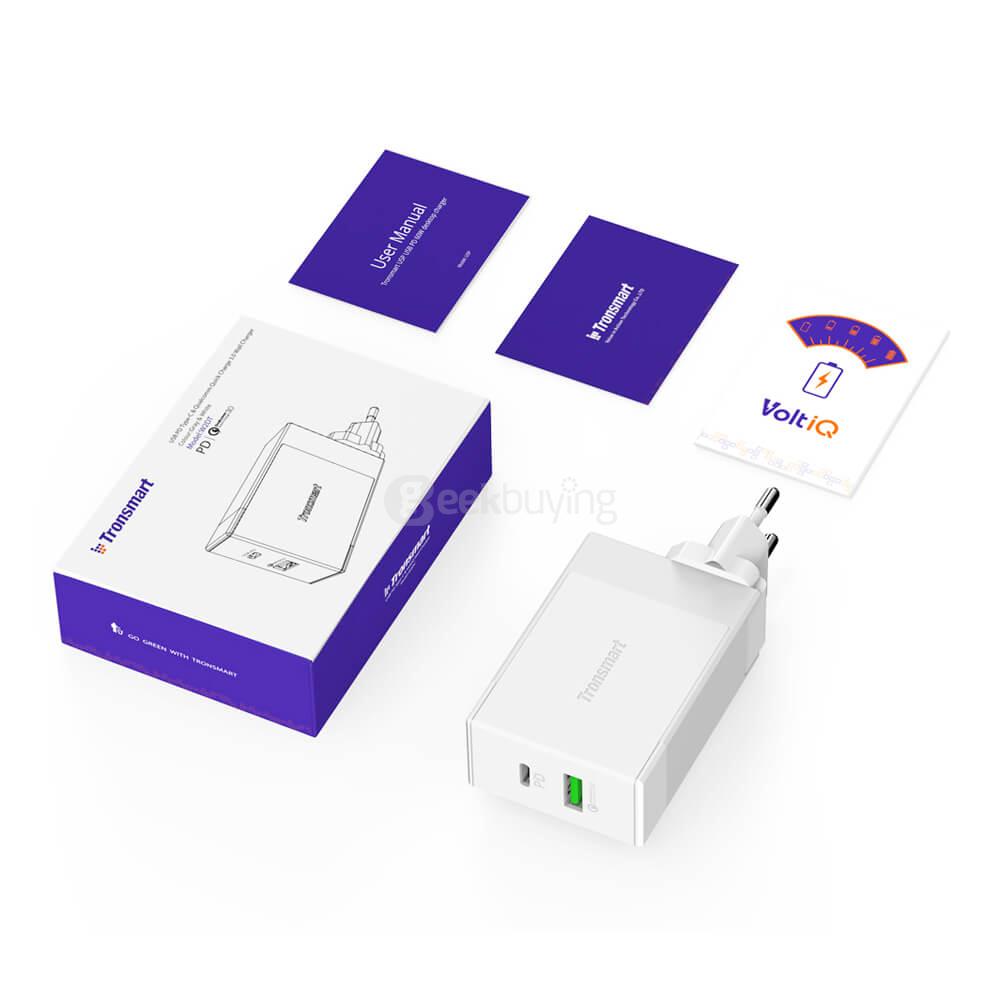 Tronsmart 48W USB-C 2-Port Wall Charger with Power Delivery for Google Pixel/Pixel XL MacBook 2016 Model iPad Pro and Quick Charge 3.0 for LG G5 HP Elite X3 Xiaomi Mi5 GM5 Plus LETV MaxPro HTC A9 - EU