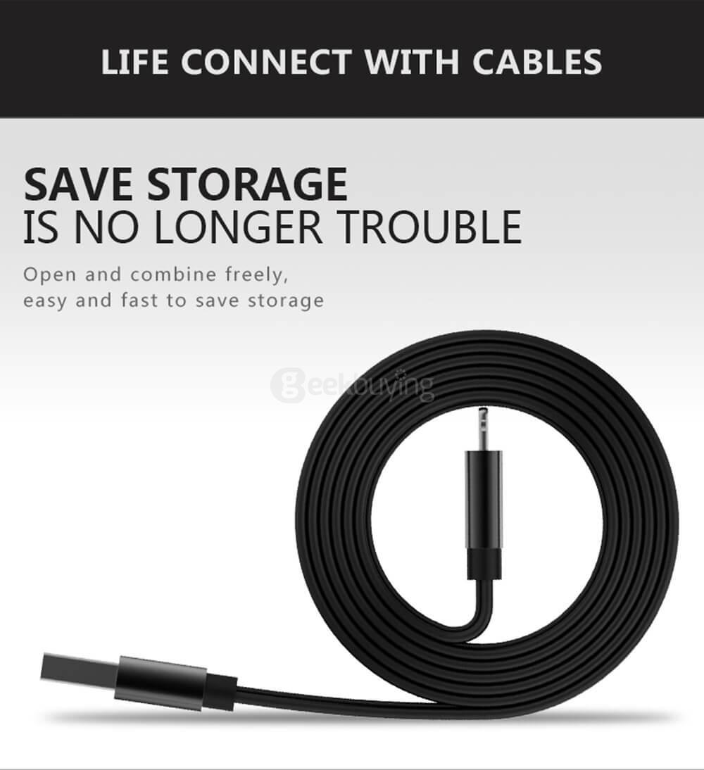 USAMS Yuet Series 8Pin Charging Cable 1 Meter Data Transfer Line Easy Storage Compatible For Apple Devices - White