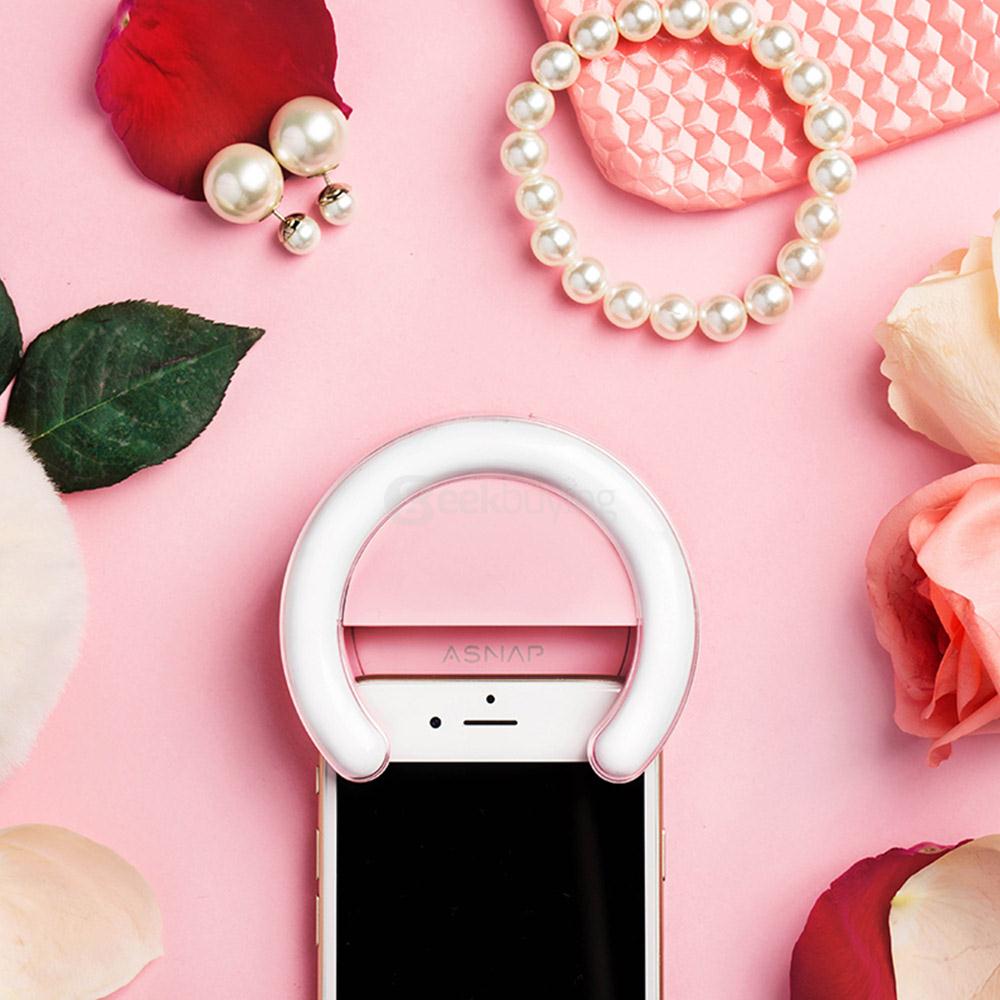 ASNAP Smart Ring Selfie Light LED Flash 5 Types Lighting Phone Fill Light For IOS And Android Devices - Pink