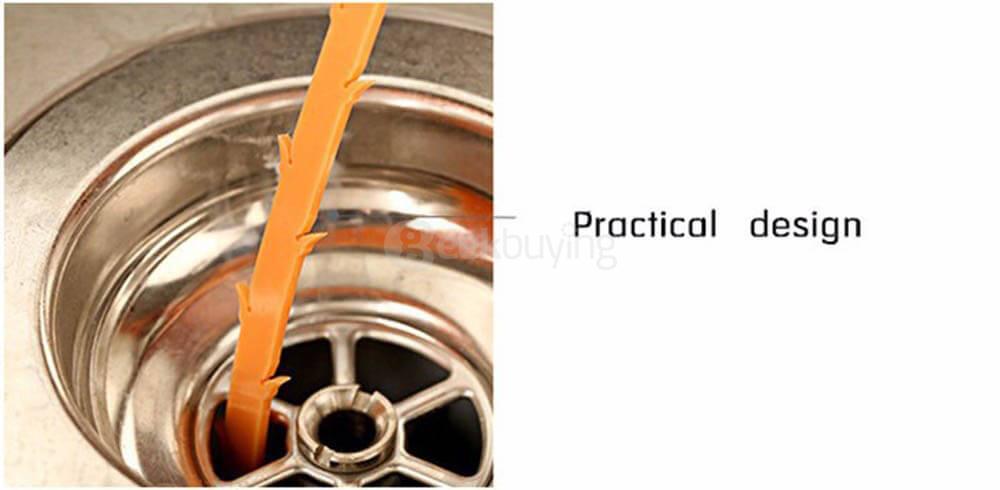 Plastic Sink Drain Dredge Pipeline Hook Hair Cleaning Tool Kitchen Cleaning Supplies - Orange