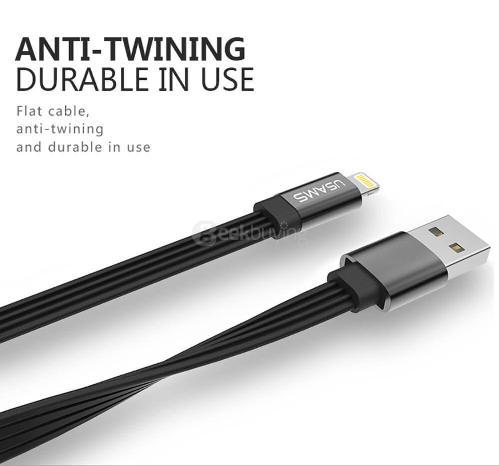USAMS Yuet Series 8Pin Charging Cable 1 Meter Data Transfer Line Easy Storage Compatible For Apple Devices - White
