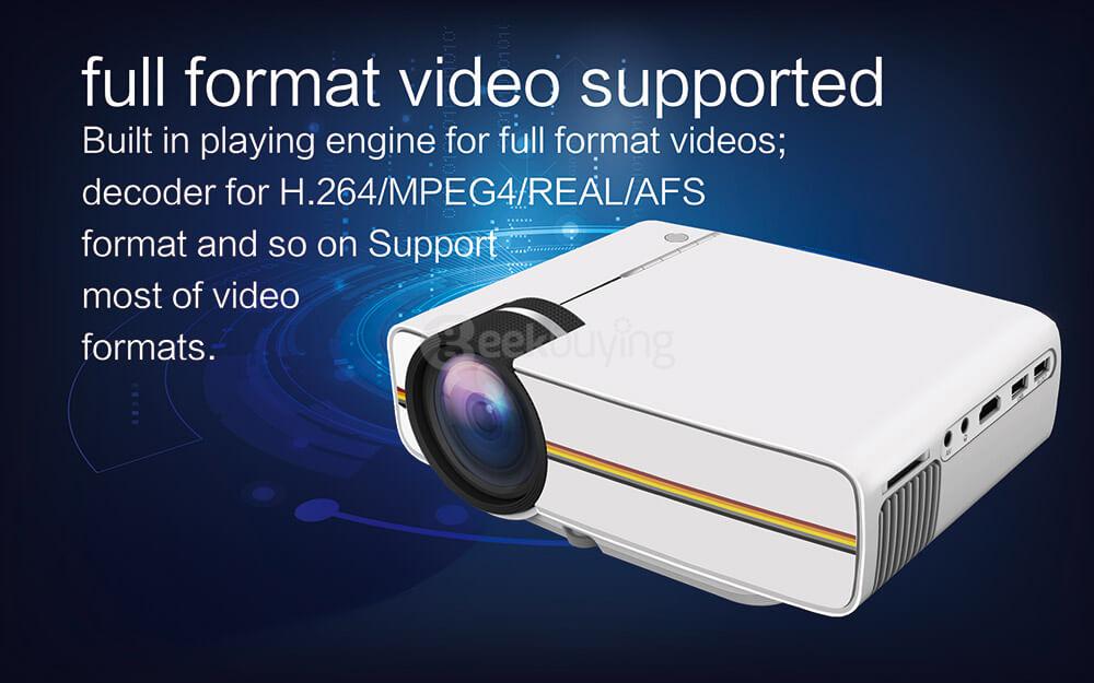 YG-400 Mini LED Projector 1000 Lumens 800*480 Pixel Home Theater PC Support 1080P USB HDMI AV CVBS - White