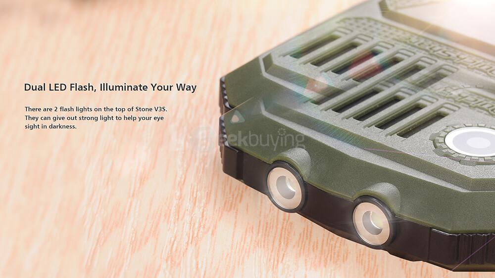 VKworld Stone V3S Rugged Phone Daily Waterproof Dustproof Shatterproof 2200mAh Long Standby BOX Speaker Dual LED Lights - Blue