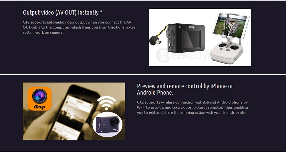 GitUp Git2 2K WiFi Action Camera 1440P 1.5