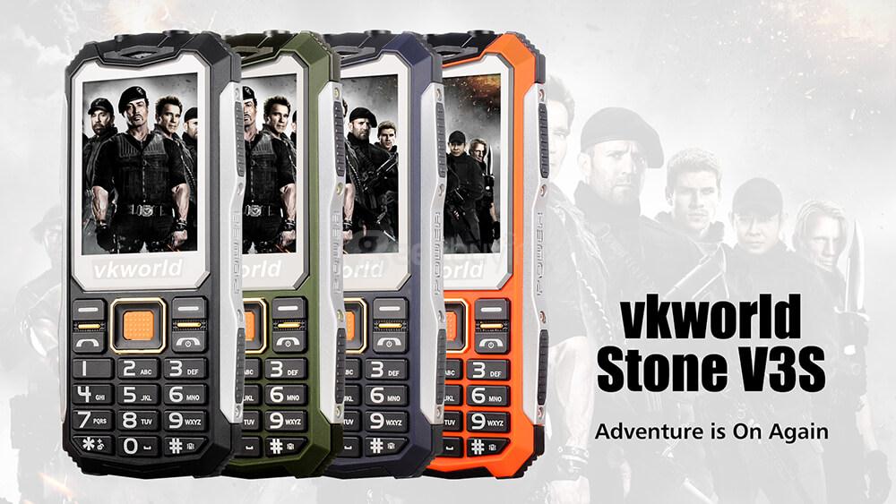 VKworld Stone V3S Rugged Phone Daily Waterproof Dustproof Shatterproof 2200mAh Long Standby BOX Speaker Dual LED Lights - Orange