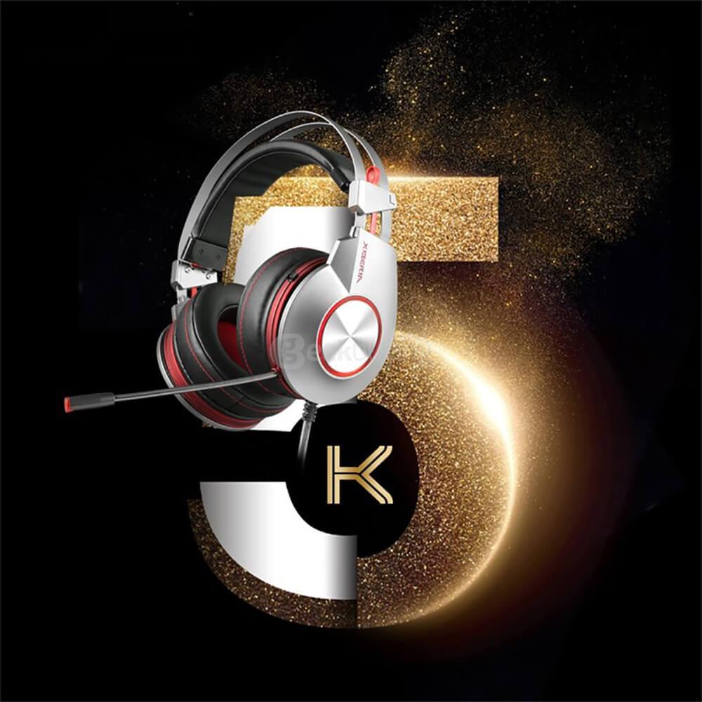 XIBERIA K5U Super Stereo Bass USB7.1 LED Gaming Headsets With Microphone for Computer PC Gamers - Gray