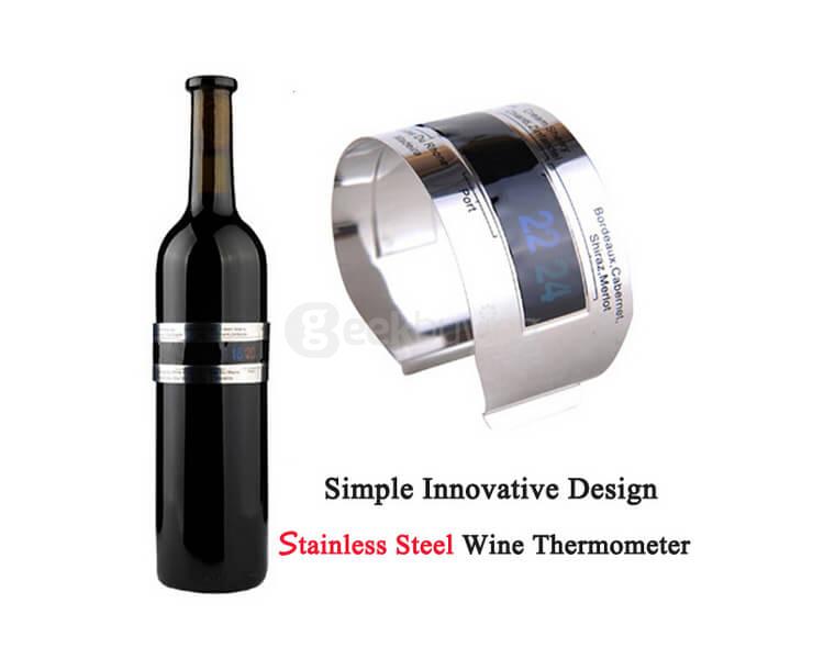 Stainless Steel Wine Bracelet Thermometer Creative Wine Thermometer with LCD