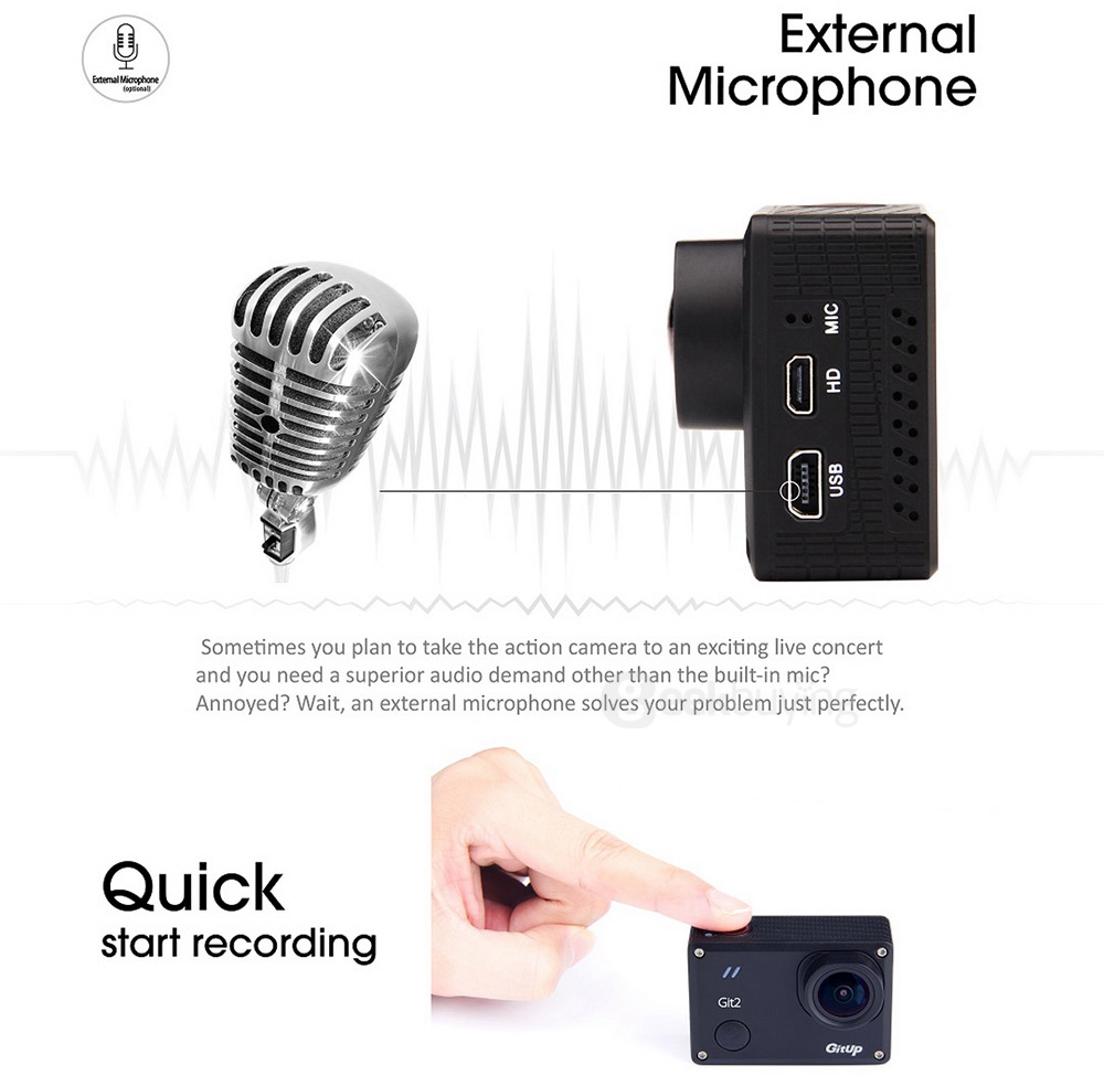 GitUp Git2 2K WiFi Action Camera 1440P 1.5