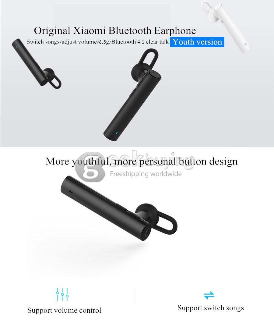 Xiaomi Youth Version Mini Light Wireless Bluetooth 4.1 Earphone for Phones MP3 MP4 PC - White