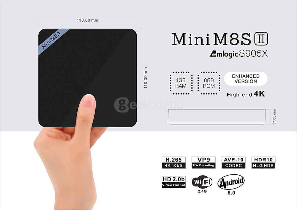 Bundle MINI M8SII Amlogic S905X Android 6.0 Marshmallow 1G/8G 4K TV BOX + Rii i8+ 2.4G Wireless Israel Hebrew Language Keyboard White