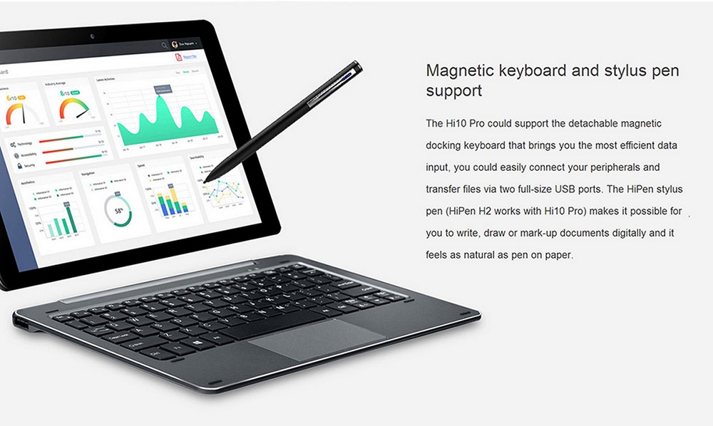 CHUWI Hi10 Pro Tablet PC 10.1 inch Dual OS Windows 10 + Android 5.1 4GB/64GB Intel Atom X5 Z8350 Quad Core 1.92GHz IPS 1920*1200 Type-C - Gray