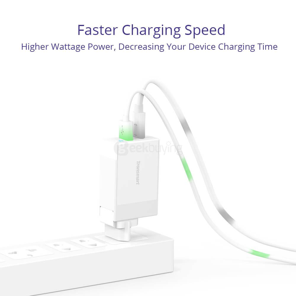 Tronsmart 42W USB-C 2-Port Wall Charger with Power Delivery for Google Pixel/Pixel XL MacBook 2016 Model iPad Pro and VoltiQ for iPhone Samsung & More - EU