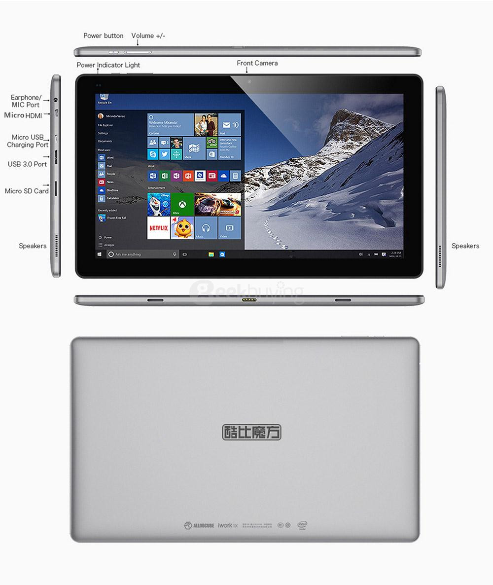 Cube iWork1X 2 in 1 Tablet PC 11.6 inch Windows 10 4GB/64GB Intel Atom X5 Z8350 Quad Core 1.92GHz IPS 1920*1080 - White