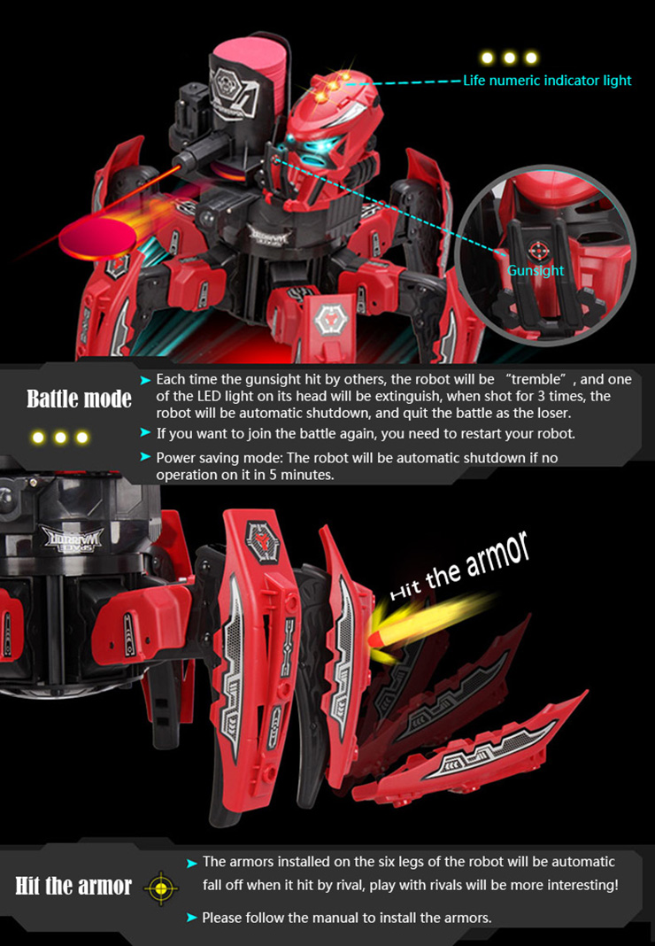 2.4G Smart RC Robot Intelligent Space Armor Warriors Six-legged Spider Robot DIY Hoodle - Blu6