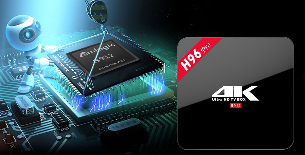 Bundle H96 Pro Amlogic S912 Android 6.0 Marshmallow 4K 60FPS TV BOX + Rii i8+ 2.4G Wireless Israel Hebrew Language Keyboard Black