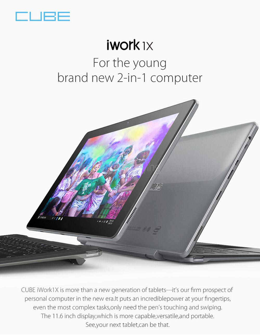 Cube iWork1X 2 in 1 Tablet PC 11.6 inch Windows 10 4GB/64GB Intel Atom X5 Z8350 Quad Core 1.92GHz IPS 1920*1080 - White
