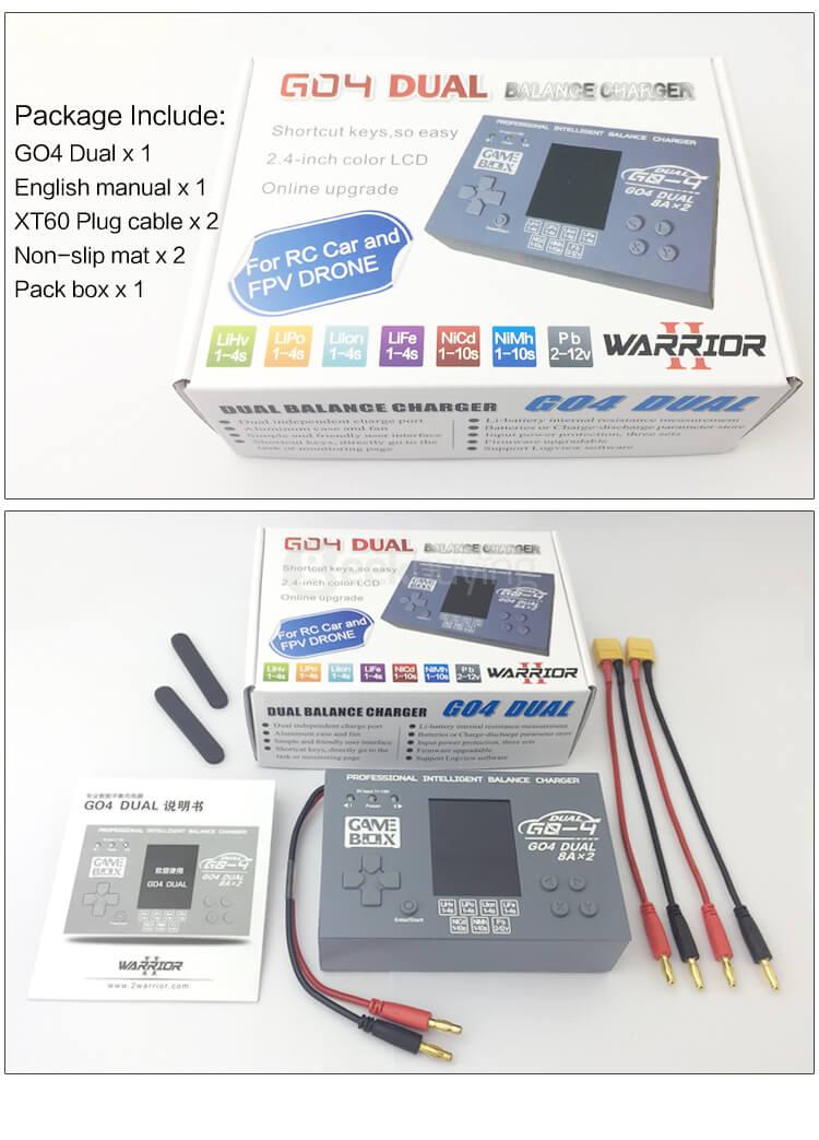 2warrior Go-4 DUAL 2X80W 8A 1-4S LiPo LiHv LiFe Nicd Nimh PB Battery Intelligent Balance Charger