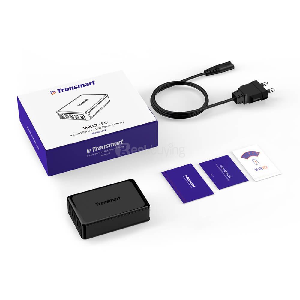 Tronsmart 60W USB-C 5-Port Desktop Charger with Power Delivery for Google Pixel/Pixel XL MacBook (2016 Model) iPad Pro and VoltiQ for iPhone Samsung & More - EU